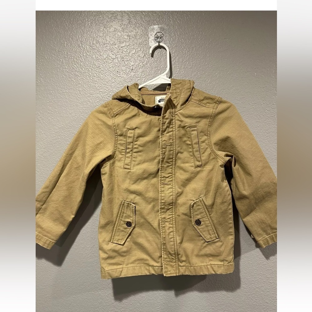 Gymboree boys hoodie jacket barn coat tan canvas size M